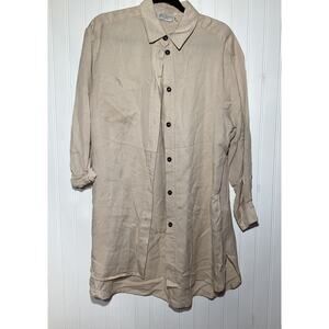 NEW Dress Forum Biege Long Sleeve Button Front Collared Dress Medium